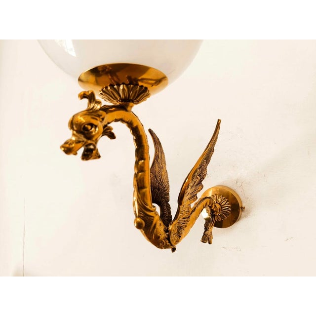 Brass Dragon Wall Light with Sphere Glass For Sale - Image 12 of 13