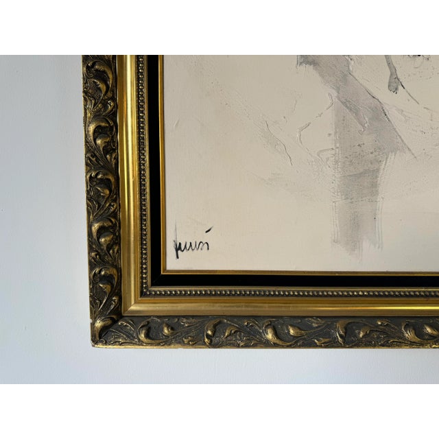 Mid-Century Modern 70's Vintage Itzchak Tarkay - Style Two Womans Portrait Oil on Canvas Painting For Sale - Image 3 of 12