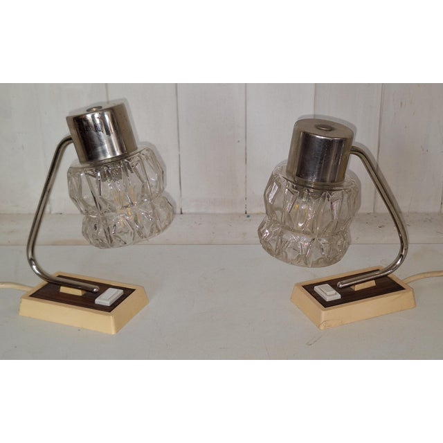 Beige Vintage Bedside Lamps with Brown-Beige Plastic Frame from Hustadt-Leuchten, 1970s, Set of 2 For Sale - Image 8 of 8