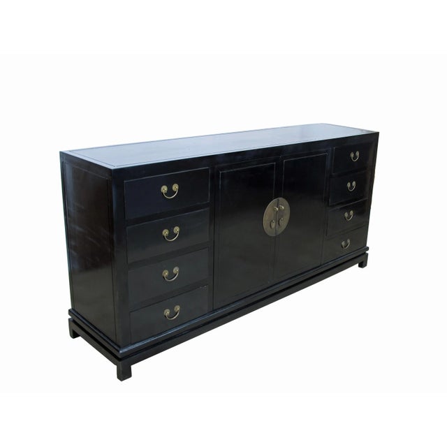 2010s Asian Modern Black Lacquer Sideboard For Sale - Image 5 of 11