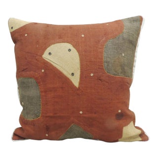 Applique Raffia Brown and Rust Kuba Decorative Pillows Matisse Style For Sale