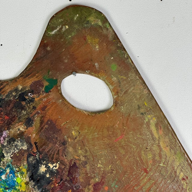 Mid 20th Century Vintage Artist's Large Rectangular Painting Palette With Remnant Oil Paint For Sale - Image 5 of 9