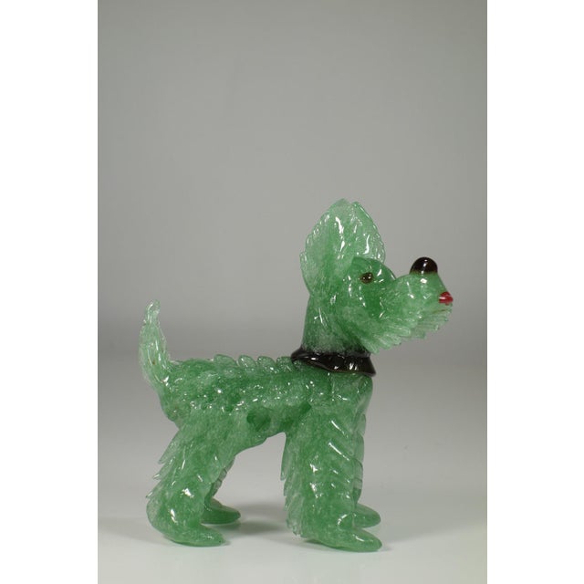 1930s Art Deco Italian Pulegoso Green Murano Glass Terrier Dog Animal, 1930s For Sale - Image 5 of 10