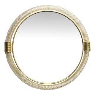 Venetian Roundtorgiglione-Torchon Murano Glass Wall Mirror by Simoeng For Sale
