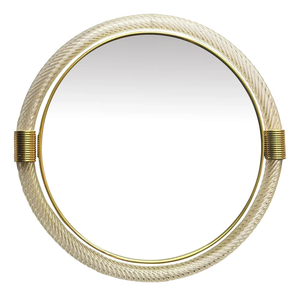 Venetian Roundtorgiglione-Torchon Murano Glass Wall Mirror by Simoeng