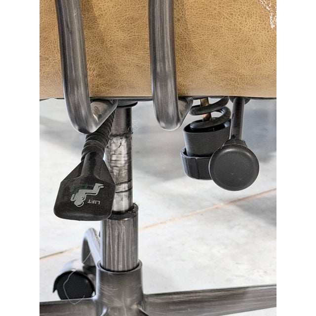 Coffee Acme Hamilton Industrial Coffee Leather Channel-Stitched Swivel Task Chair For Sale - Image 8 of 10