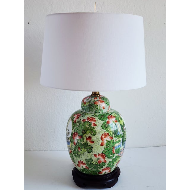 Chinoiserie Vintage Maitland-Smith Famille Verte Ginger Jar Table Lamp For Sale - Image 3 of 12