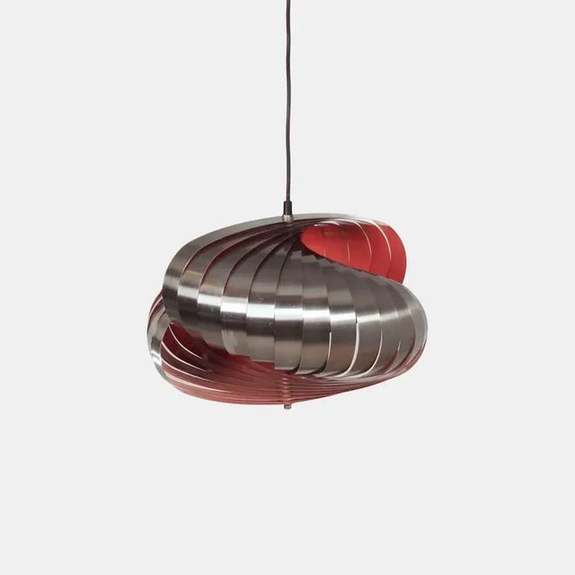 Spiral Pendant Lamp in Steel and Orange Tones from Massive, 1970s For Sale - Image 11 of 11