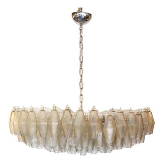 Alberto Donà Light Smoky Murano Poliedri Chandelier, Italy, 1960's, Unmarked For Sale