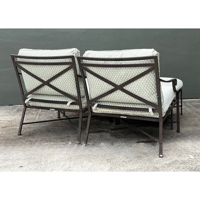 Vintage Brown Jordan Lounge Chair and Ottoman in Sister Parrish - Set of 2 For Sale - Image 9 of 12