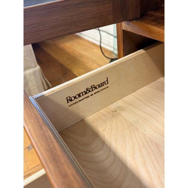 Shell Lake Woodcrafters for Room & Board Linear Walnut Wood Kitchen Hutch For Sale - Image 9 of 12