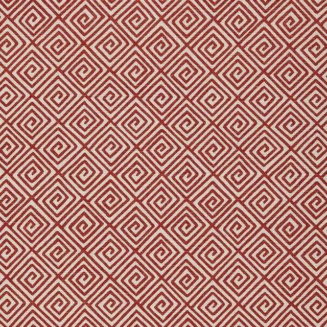 Sample- Schumacher Greek Key Fabric in Ruby For Sale
