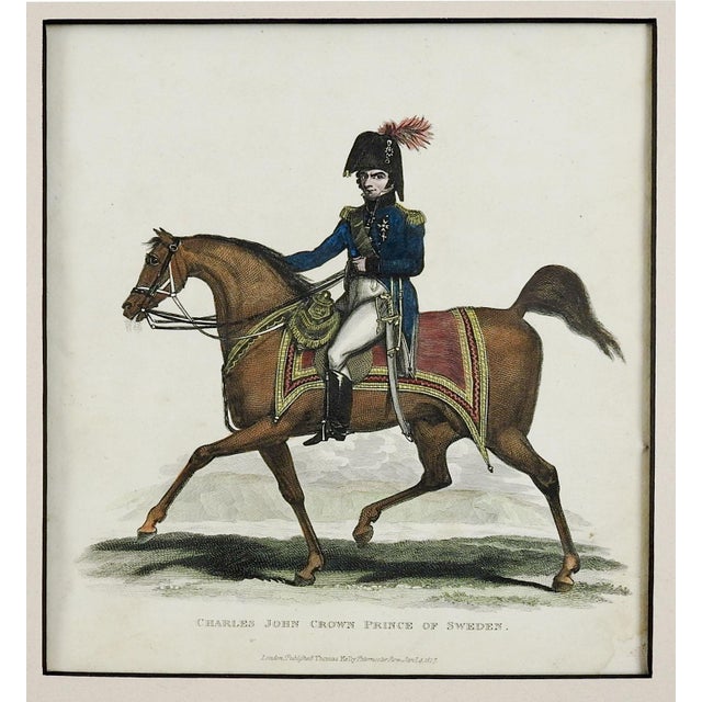 1817 antique Napoleonic era Charles John Crown Price of Sweden etching published by Thomas Kelly, London. Unframed....