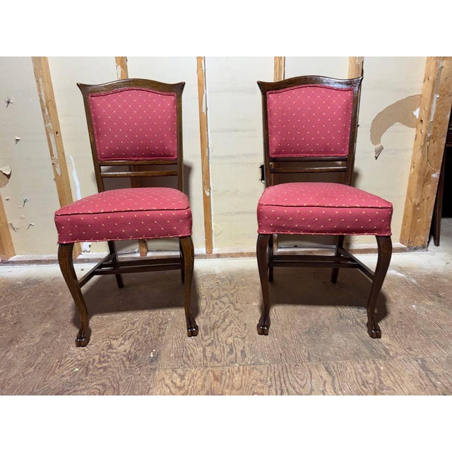 Antique Victorian Style Hand Carved Lion Feet Dining Chairs. Set of 3 For Sale - Image 4 of 17