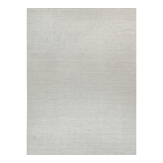 2010s Rug & Kilim’s Plain Modern Rug in Solid Silver-Gray Tone-on-Tone - 12x16 For Sale