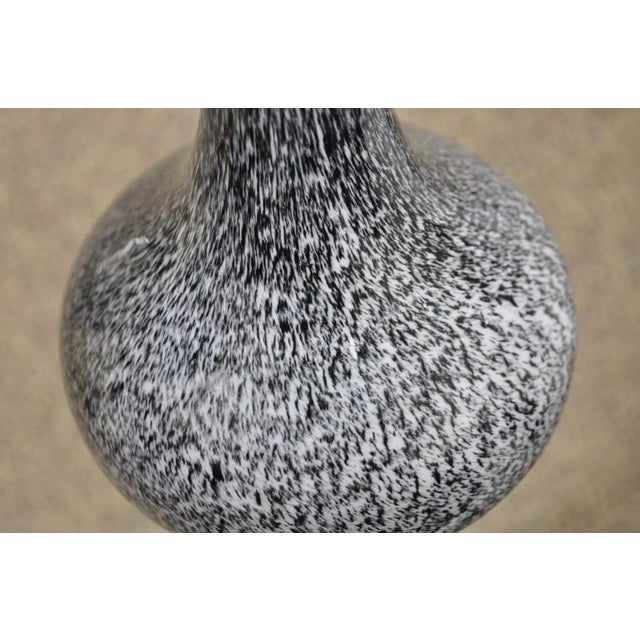 Vintage Mid Century Italian Modern Speckled Grey Glass Fluted Vases - a Pair For Sale - Image 4 of 11