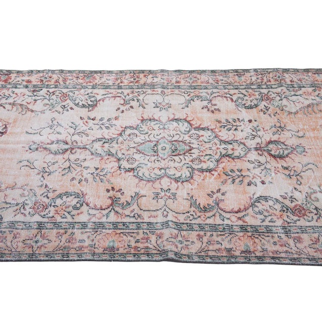 1960s Vintage Hand-Knotted Turkish Oushak Rug - 6′1″ × 9′3″ For Sale - Image 4 of 6