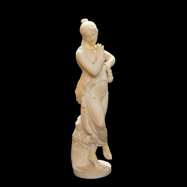 Neoclassical Classical Alabaster Sculpture of a Woman by P. Bazzanti, Florence 19thC For Sale - Image 3 of 18