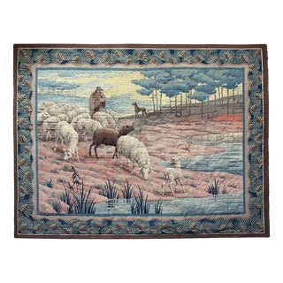Vintage Handwoven Aubusson Tapestry, 1920s For Sale