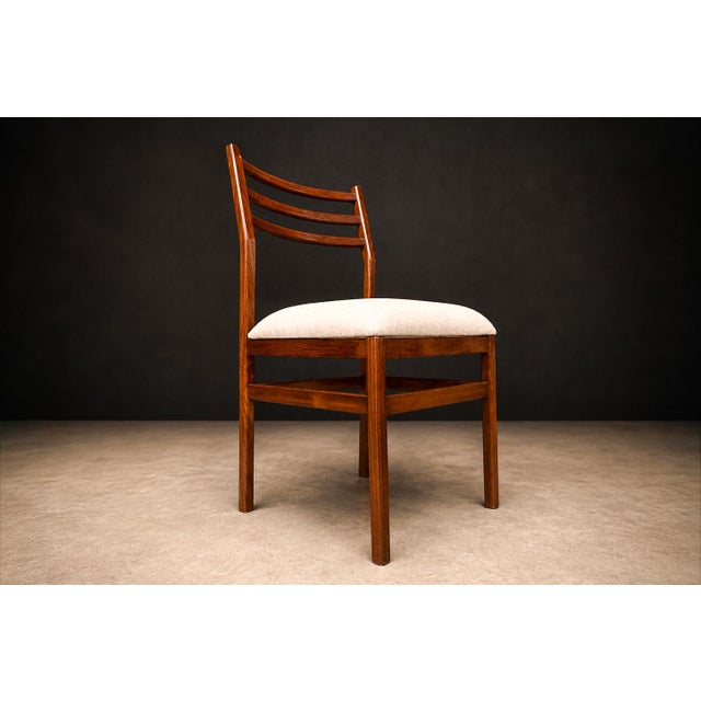 Brazilian Modern Set of Eight Chairs in Caviuna Wood & Linen, Alexandre Rapoport, 1960s For Sale - Image 9 of 16