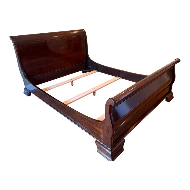 Stickley / E J Audi Mahogany Queen Sleigh Bed - Hampton Full Sheen Finish For Sale