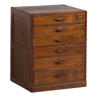 Small Antique Japanese Tansu File Cabinet For Sale