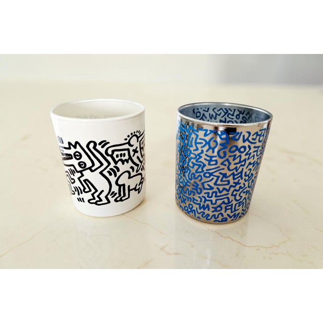Pop Art Opaline Glass Vases from Keith Haring, Set of 2 For Sale - Image 6 of 7