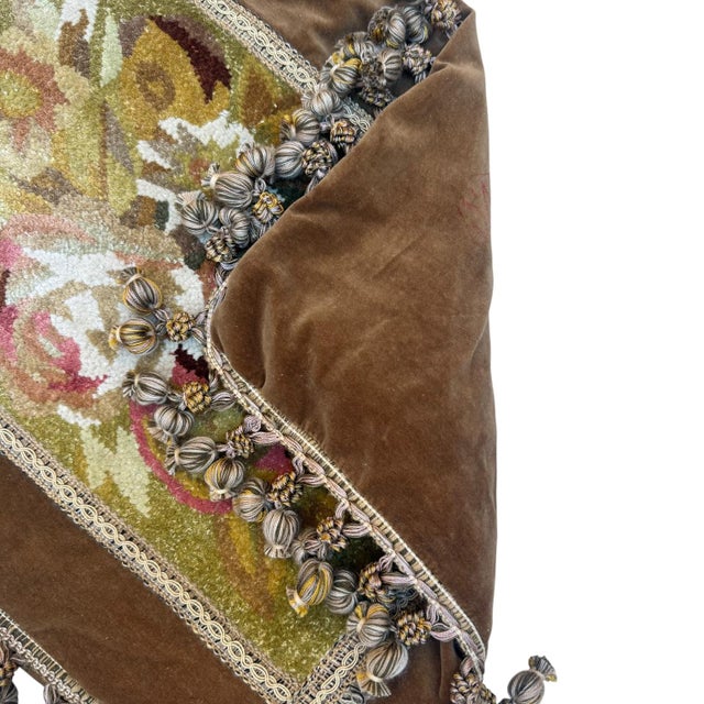 Early 21st Century Vintage French Savonnerie-Style Floral Cushion Cover, Wool & Silk, 16" X 24" For Sale - Image 5 of 5