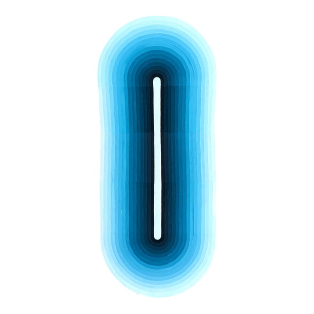 David Hardaker "Gimlet" Contemporary Abstract Blue & White Ombre Shaped Squiggle Painting, 2024 For Sale