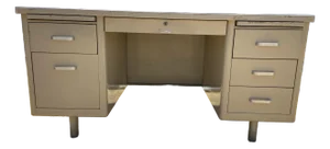 1980s McDowell and Craig Vintage Mid Century Modern Metal Tanker Desk