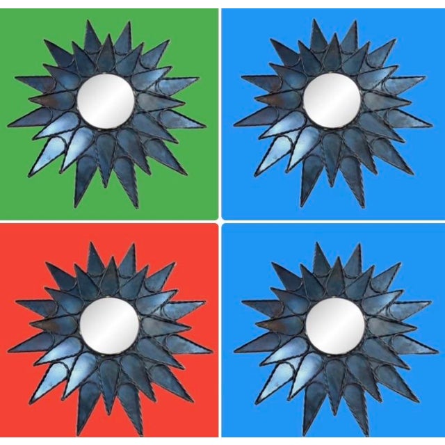 Mid-Century Modern Mid 20th Century French Sunburst Brutalist Mirror in the Style of Line Vautrin For Sale - Image 3 of 11