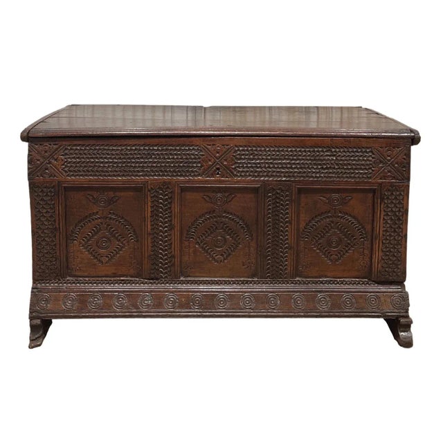 Mid 17th Century English Carved Oak Blanket Chest For Sale - Image 13 of 13