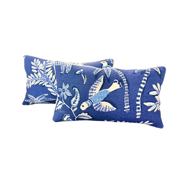 Elevate your indoor or outdoor living space with this beautiful pair of custom lumbar pillows, featuring Thibaut's iconic...