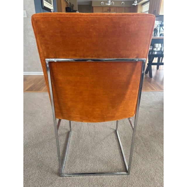 Vintage Set of 6 Mid-Century Modern Milo Baughman for Thayer Coggin Chrome Dining Chairs & Smoked Glass Dinning Table For Sale - Image 15 of 17