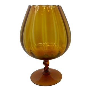 Vintage Amber Optic Balloon Vase Empoli Style For Sale