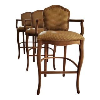 1990s French Arm Counter Stools - Set of 3 For Sale
