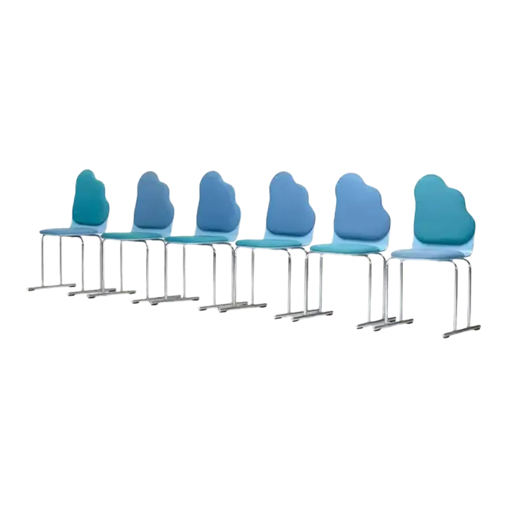 Yrjö Kukkapuro Cloud Chair Set of 6, Sky Blue and Teal, Avarte