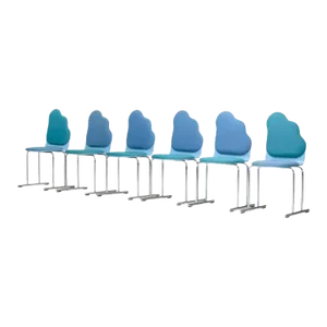 Yrjö Kukkapuro Cloud Chair Set of 6, Sky Blue and Teal, Avarte Finland, 1984