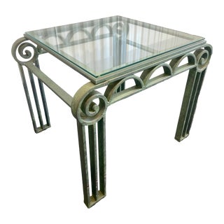 Vintage Post Modern Scrolled Iron Side Table For Sale