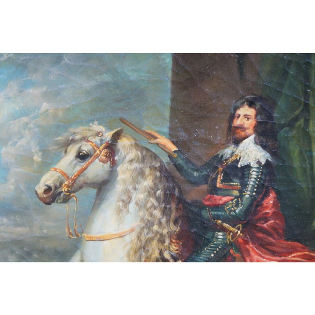 Thomas Francis Equestrian Horse Portrait Oil Painting After Anthony Van Dyck For Sale - Image 6 of 12