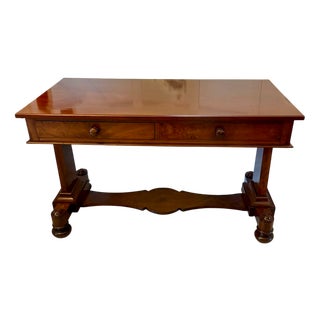 Antique Victorian Figured Mahogany Desk, 1860 For Sale