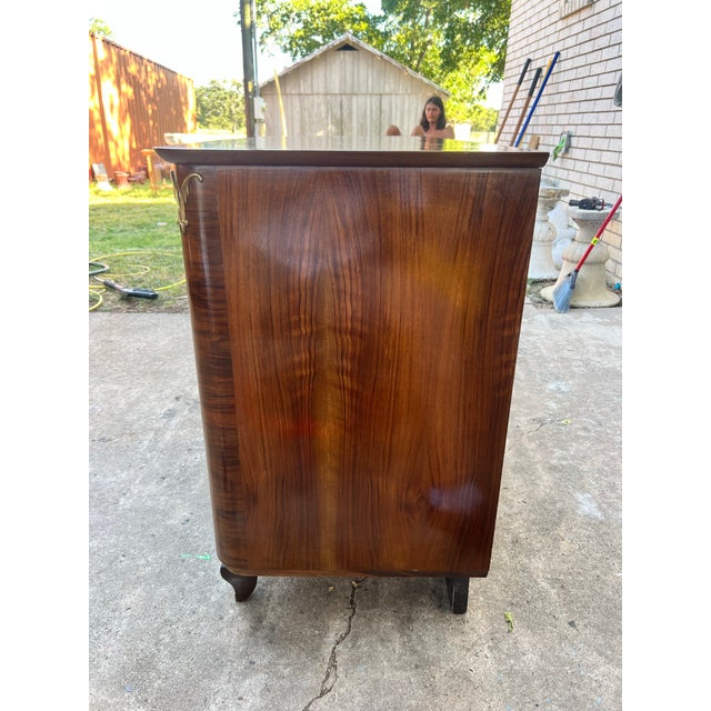 French Art Deco 1930's Solid Walnut Commode / Chest of Drawers For Sale - Image 4 of 12