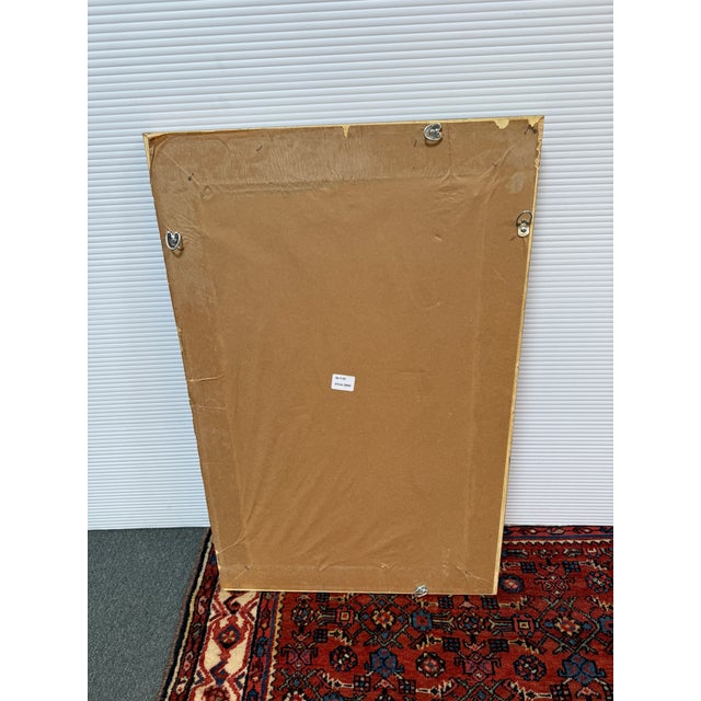 Red With Gold Trim Wall Mirror and Etched Window Pane For Sale - Image 10 of 12