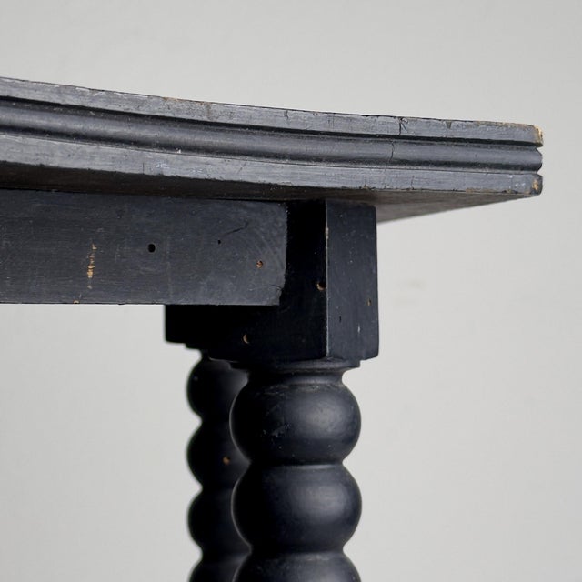 Black Small Antique Early 20th Century Hexagonal Walnut Side Tables with Turned Bobbin Legs, Italy, Set of 2 For Sale - Image 8 of 18