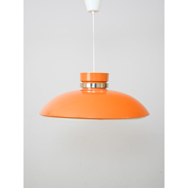 Scandinavian Pendant Lamp in Orange Plastic, 1960s For Sale - Image 9 of 9