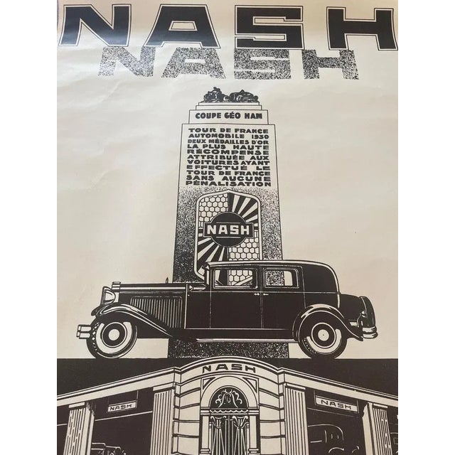 Vintage Nash Car Poster by Rogério for Barbecot, Paris, 1930s For Sale - Image 6 of 10
