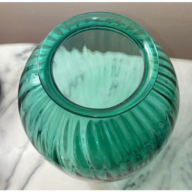 Anchor Hocking Teal Green Glass Vases - A Pair For Sale In New York - Image 6 of 10