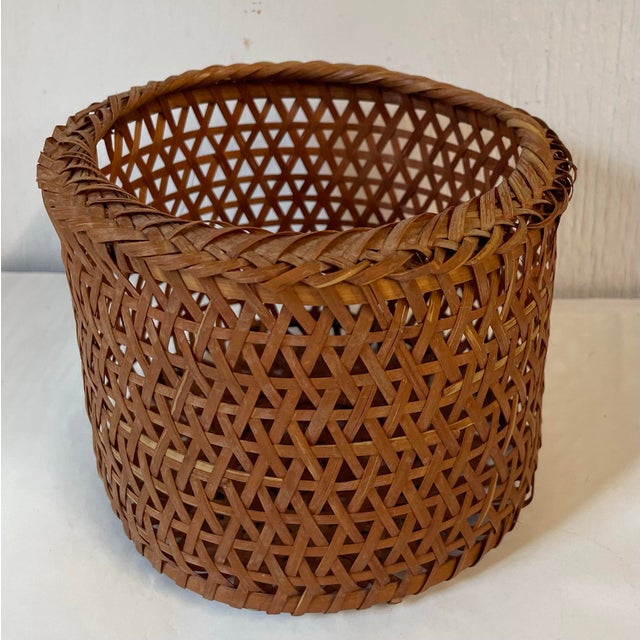 Boho Chic Vintage Open Weave Basket For Sale - Image 3 of 6
