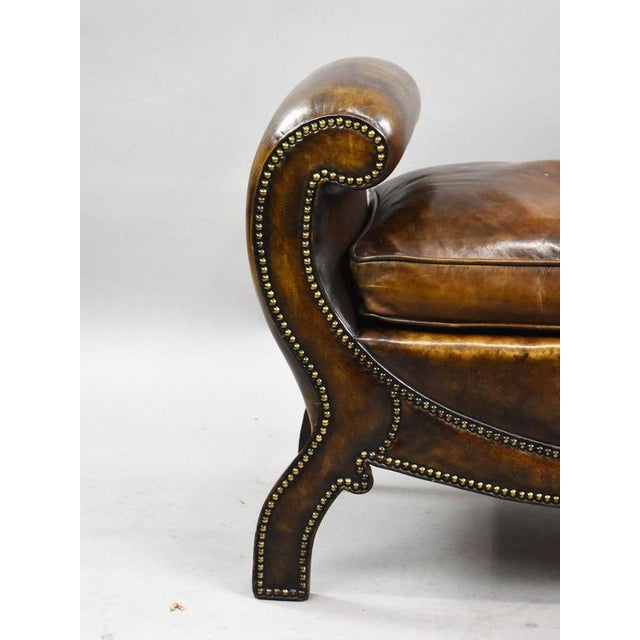 Regency Style Leather Stool, 1919 For Sale - Image 6 of 9