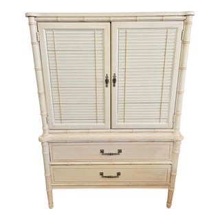 1970s Vintage Henry Link Faux Bamboo Armoire For Sale